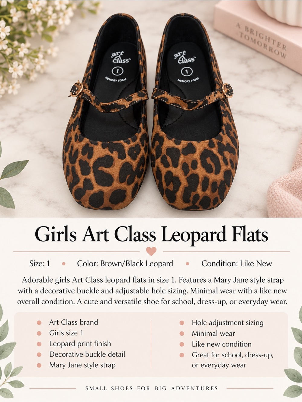 art class Brown and Black Leopard Mary Jane Flats